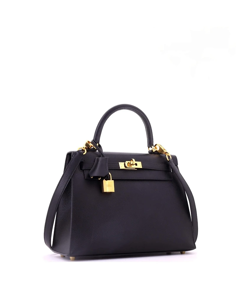 Pre-Owned Hermes Kelly 25 Handbag Black Epsom with Gold Hardware