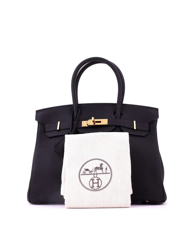 Pre-Owned Hermes Birkin 30 Handbag Black Togo with Rose Gold Hardware