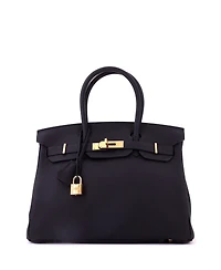 Pre-Owned Hermes Birkin 30 Handbag Black Togo with Rose Gold Hardware