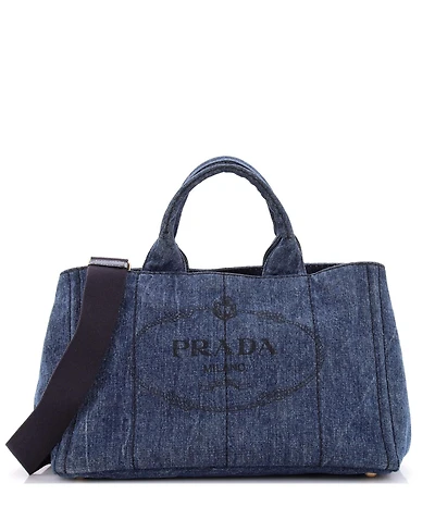 Pre-Owned Prada Medium Canapa Convertible Tote Denim