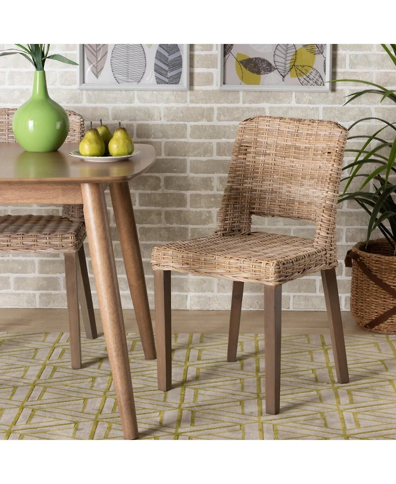 bali & pari Magy 32.9" Rattan Modern Bohemian Dining Chair