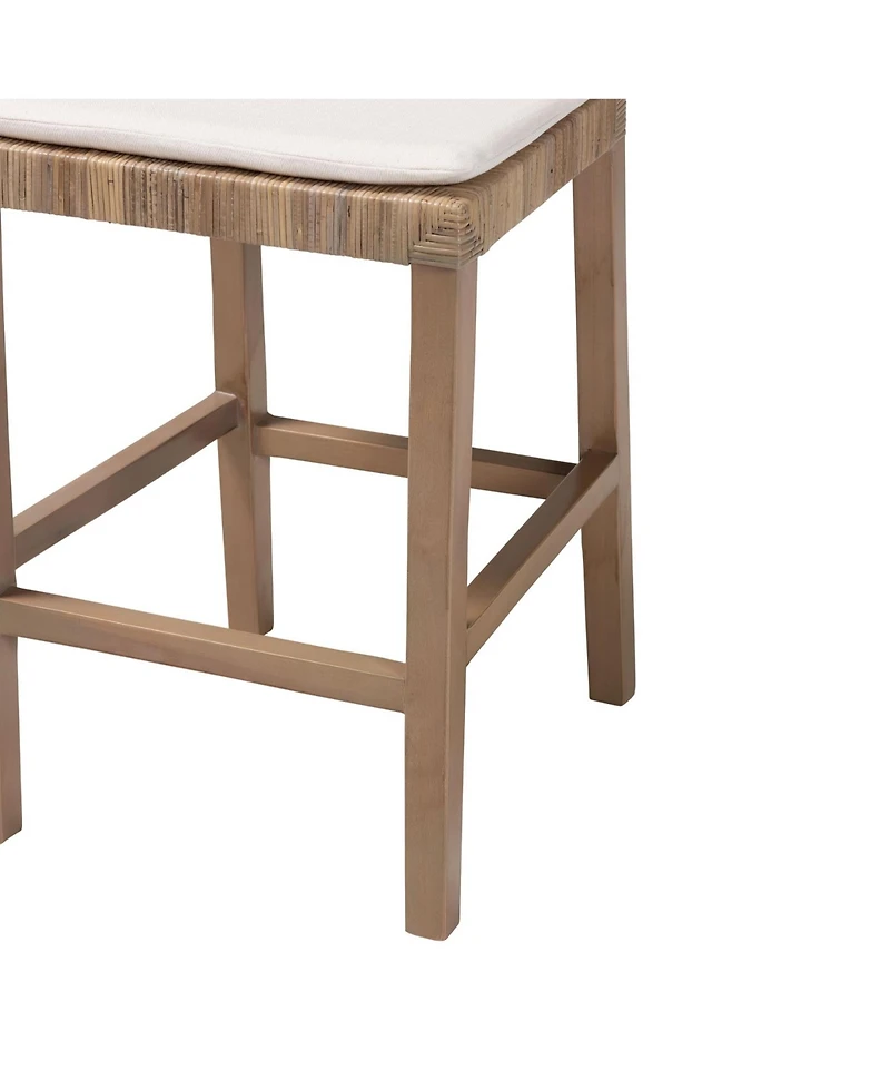 bali & pari Poltak 38.2" Mahogany Wood Modern Bohemian Counter Stool
