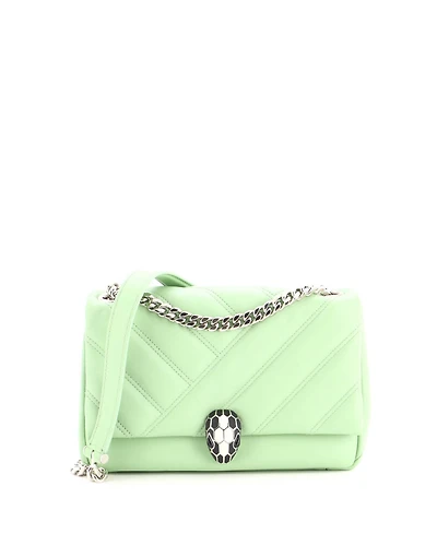 Pre-Owned Bvlgari Small Serpenti Cabochon Shoulder Bag Diagonal Quilted Leather