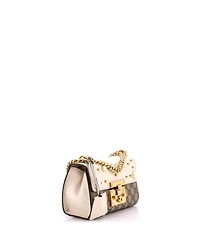 Pre-Owned Gucci Small Pearly Padlock Shoulder Bag Gg Coated Canvas with Studded Leather
