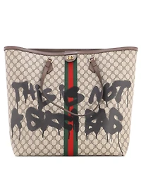 Pre-Owned Balenciaga Large x Gucci The Hacker Project Tote Graffiti Bb Coated Canvas