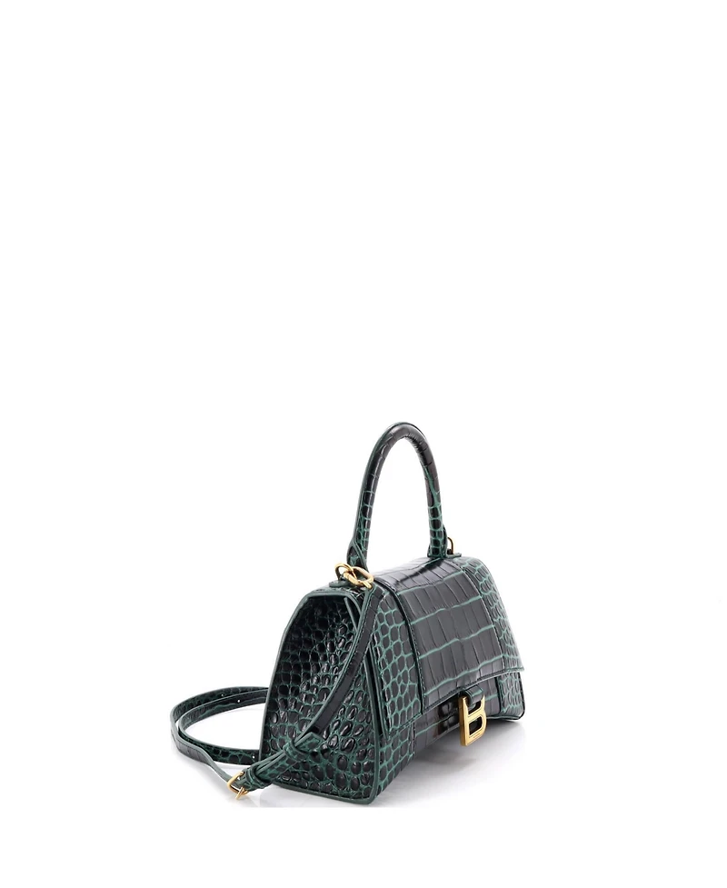Pre-Owned Balenciaga Small Hourglass Top Handle Bag Embossed Leather