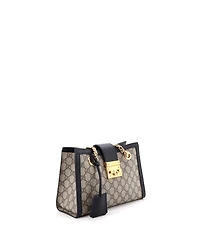 Pre-Owned Gucci Small Padlock Chain Tote Gg Coated Canvas with Leather
