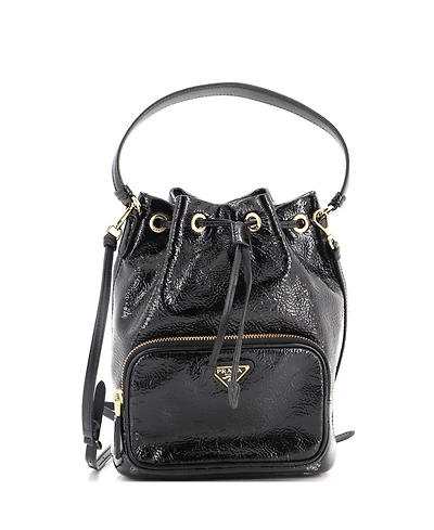 Pre-Owned Prada Small Drawstring Pocket Bucket Bag Patent