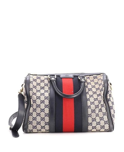 Pre-Owned Gucci Vintage Web Boston Bag Gg Canvas