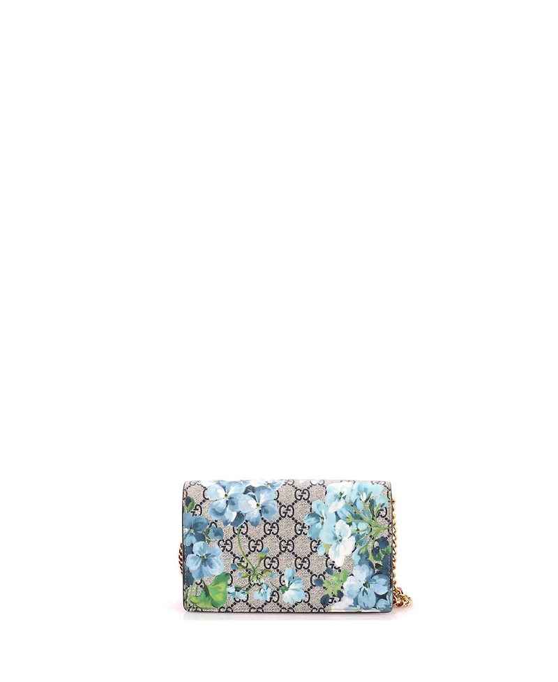 Pre-Owned Gucci Chain Wallet Blooms Print Gg Coated Canvas