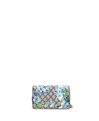 Pre-Owned Gucci Chain Wallet Blooms Print Gg Coated Canvas