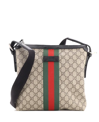 Pre-Owned Gucci Medium Web Messenger Bag Gg Coated Canvas