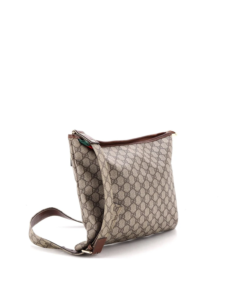Pre-Owned Gucci Large Web Loop Flat Messenger Gg Coated Canvas