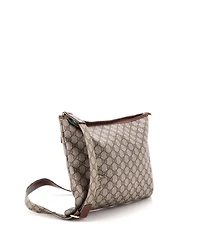 Pre-Owned Gucci Large Web Loop Flat Messenger Gg Coated Canvas