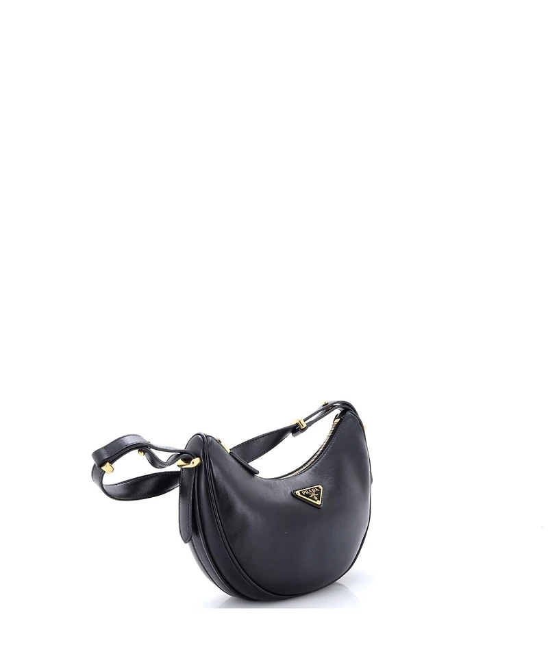 Pre-Owned Prada Small Arque Half Moon Hobo Leather