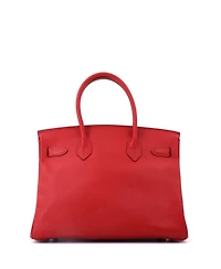 Pre-Owned Hermes Birkin 25 Handbag Red Epsom with Palladium Hardware