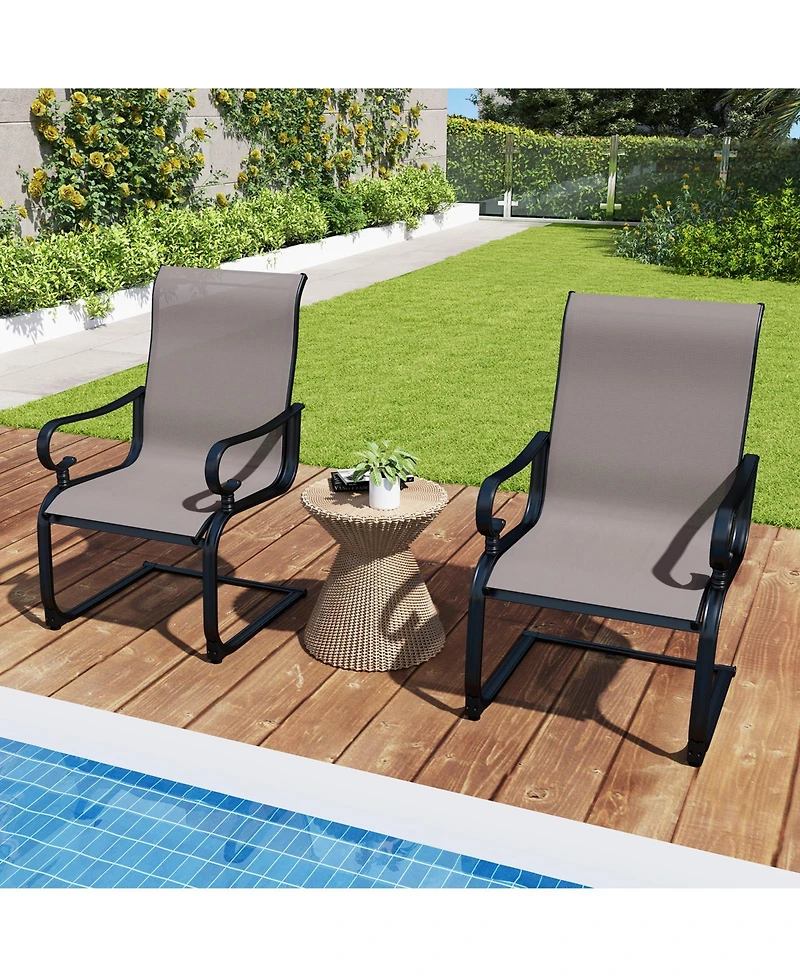 Gymax Patio Dining Chairs Set of 4 C-Spring Motion Patio Chairs With Metal Frame