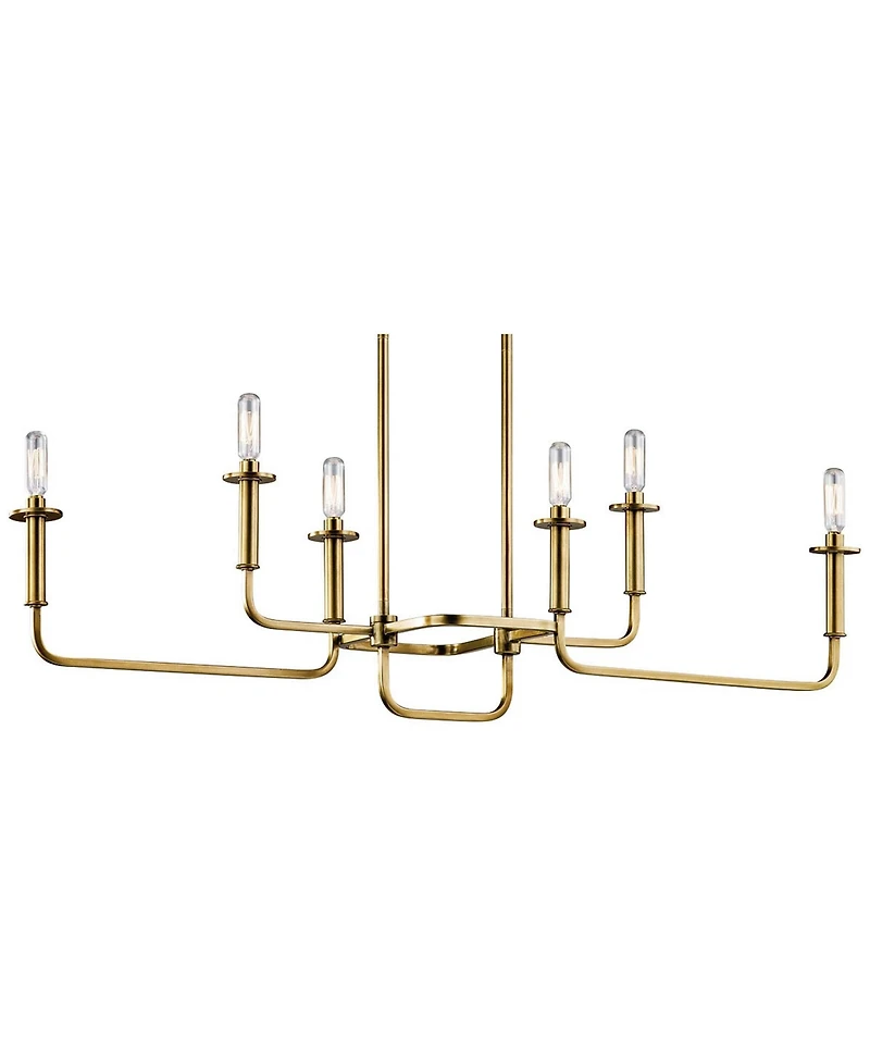 Kichler Alden 38 1/2" Wide Brass 6-Light Linear Candelabra Chandelier