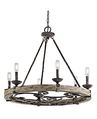 Kichler Taulbee 28 1/2" Aged Zinc 6-Light Wagon Wheel Chandelier