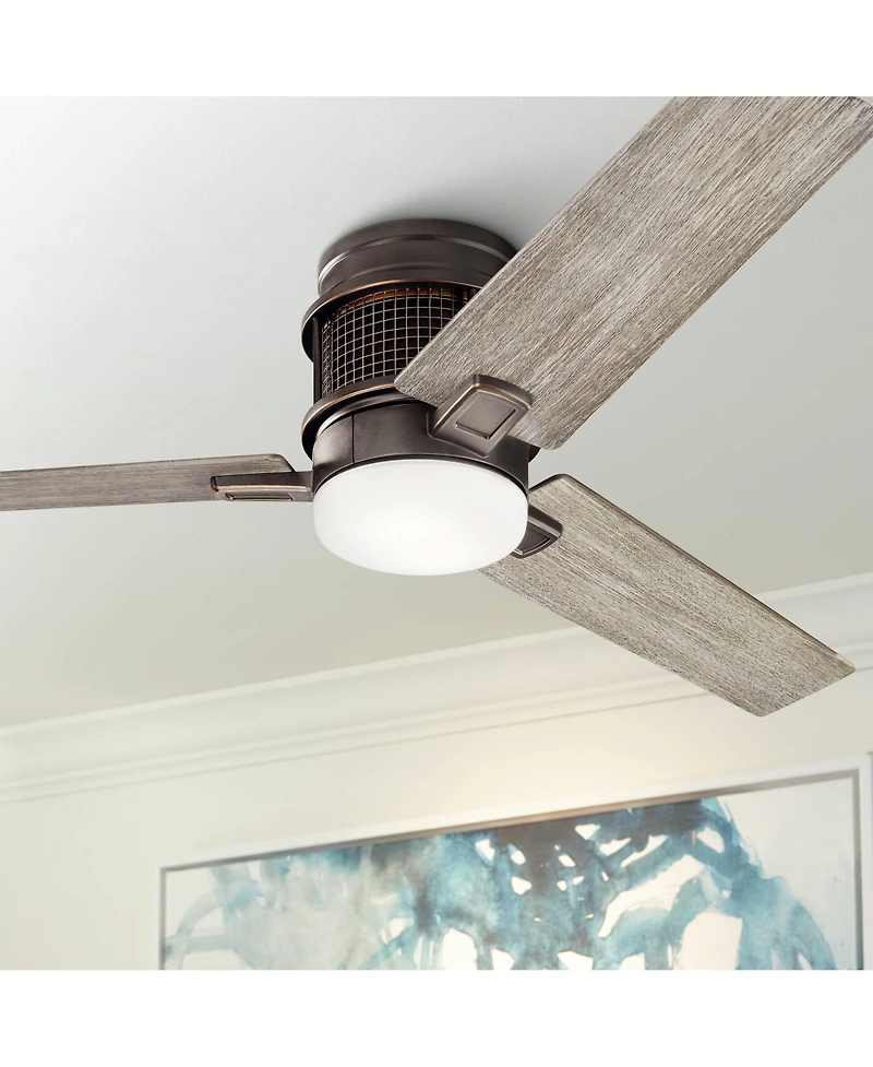 52" Kichler Chiara Bronze Led Hugger Ceiling Fan with Wall Control