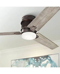 52" Kichler Chiara Bronze Led Hugger Ceiling Fan with Wall Control