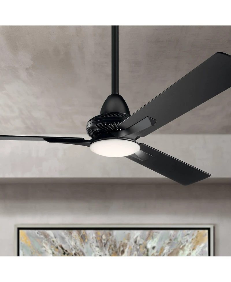 52" Kichler Kosmus Satin Black Led Ceiling Fan with Remote
