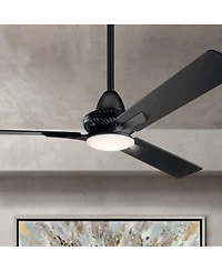 52" Kichler Kosmus Satin Black Led Ceiling Fan with Remote