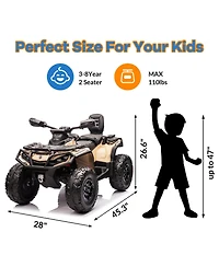 12V 2-Seater Kids Electric Atv Ride-On with Remote Control Led Lights Music Spring Suspension for Ages 3-8