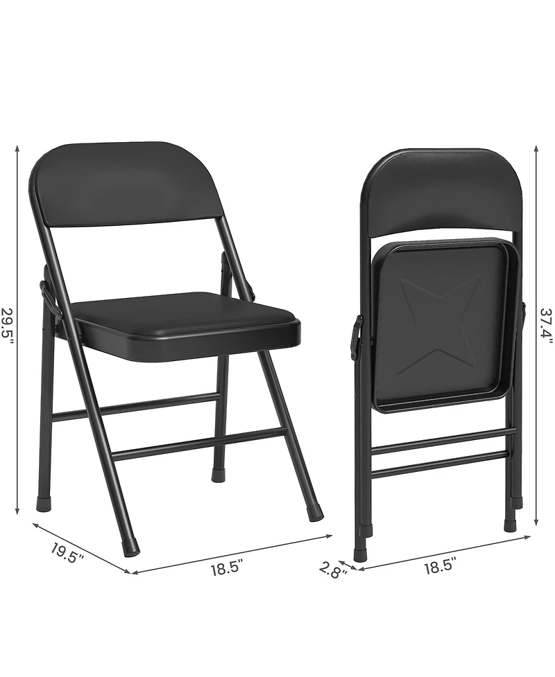Folding Table and Chairs Set 3 Piece Square Poker Table with Metal Frame Pu Leather Seats Space Saving Portable for Party Game Night Camping