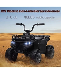 12V Kids Electric Ride On Atv Quad Car, 4 Wheeler Toy Vehicle with Anti Slip Treaded Wheels, Safe Ride On Toy for Boys Girls, Birthday Holiday Gift