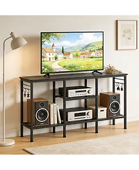 55" Tv Stand with Open Storage and Cable Management