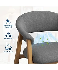 Dining Chairs Set of 6, Chenille Armchair, Upholstered Kitchen Chairs Wooden Legs Curved Backrest, Modern Chair for Dining Room Kitchen Living Room