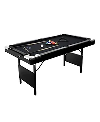 6 ft Pool Table, Folding Billiards Table with Accessories Set, Portable Pool Table Includes Balls, 2 Cue Sticks, Chalk and Brush for Home Game Room