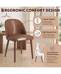 Wooden Dining Chairs Set of 6, Modern Fabric Dining Chairs, Upholstered Chairs with Wood Legs, Curved Thick Backrest for Kitchen Dining Room