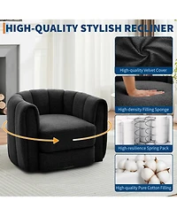 2 Set of Modern Swivel Barrel Accent Chair, 360 degrees) Upholstered Armchair, with Striped Backrest and Plush Padding, Comfy Round Lounge Chair