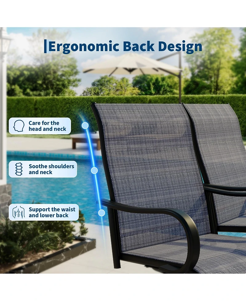 Swivel Patio Dining Chairs Set of 4, High Back Patio Seating with Curved Armrests, Rust Proof Metal Frame for Backyard, Porch, Poolside