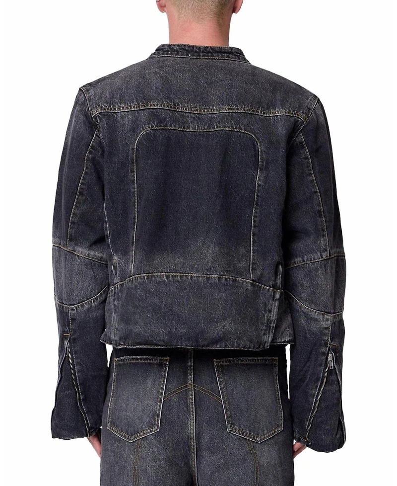 mnml Men's Panelled Moto Denim Jacket