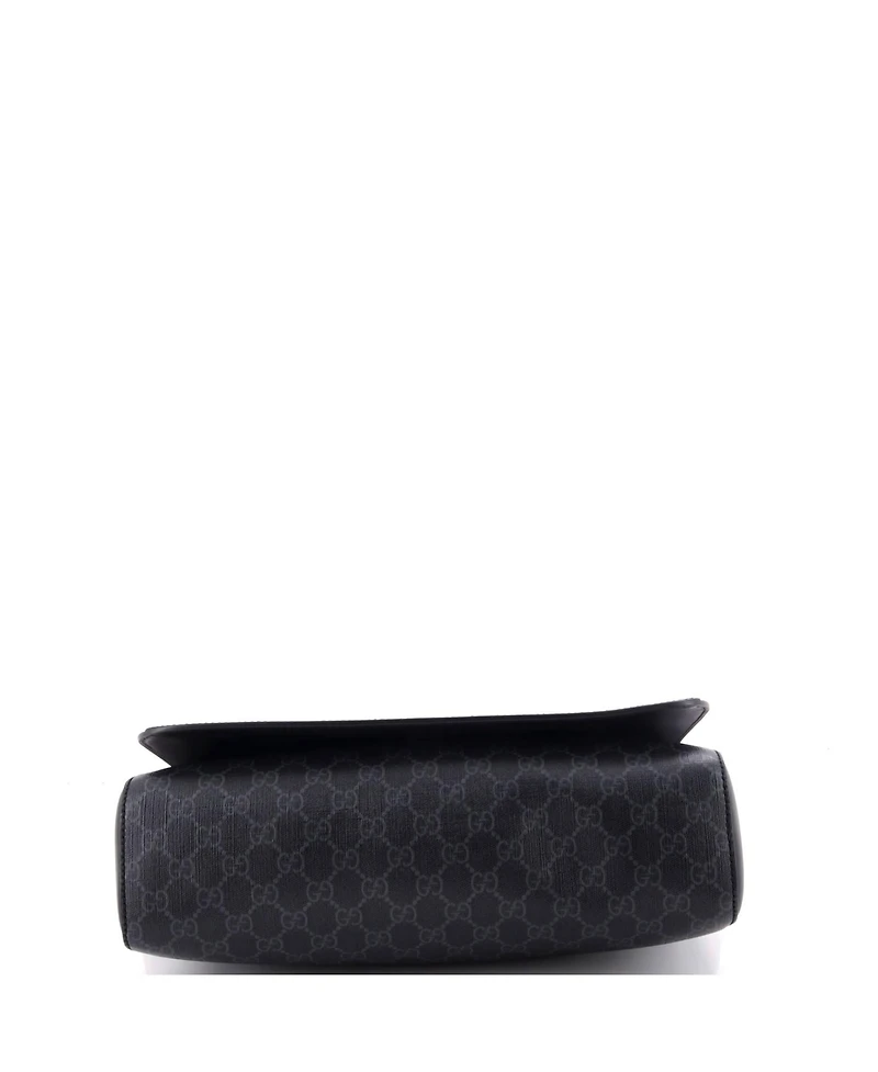 Pre-Owned Gucci Large Night Courrier Flap Messenger Gg Coated Canvas with Applique