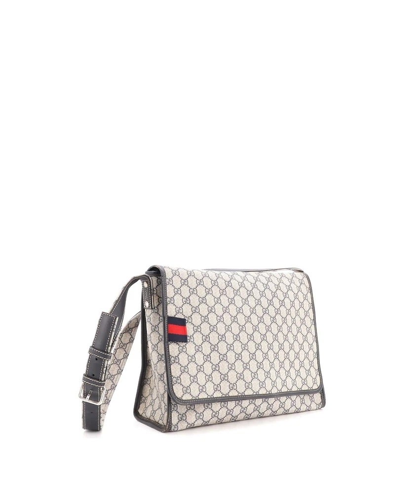 Pre-Owned Gucci Large Web Loop Messenger Gg Coated Canvas