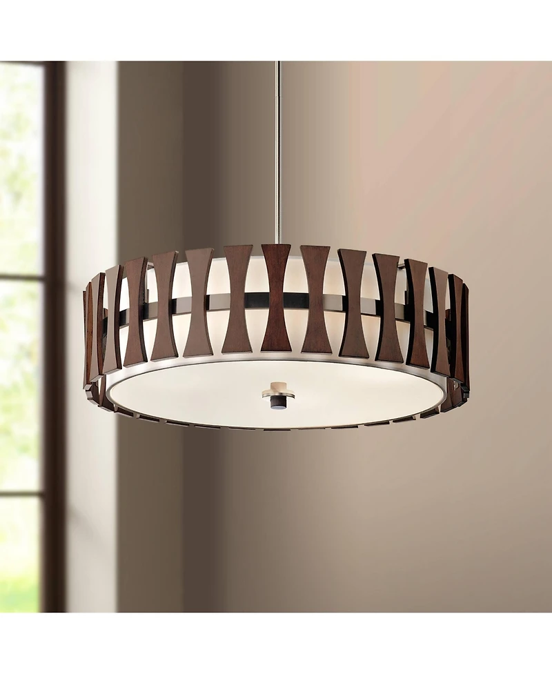 Kichler Cirus 24" Wide Auburn Wood Convertible Pendant Light