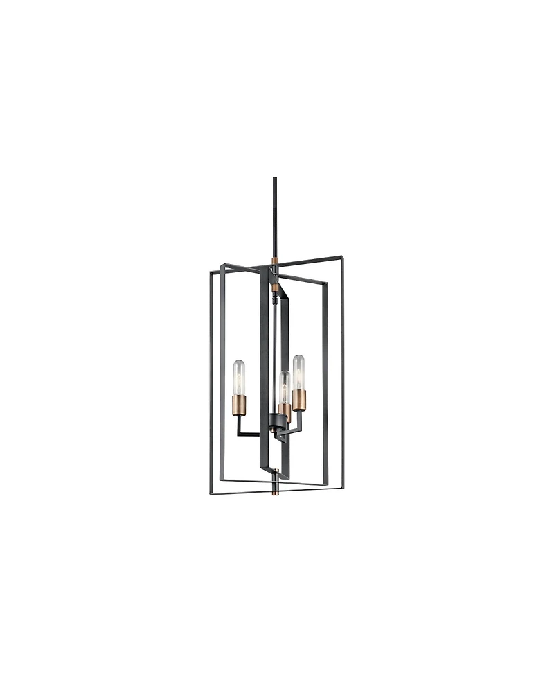 Kichler Taubert 15" Modern Black 3-Light Rectangular Foyer Pendant