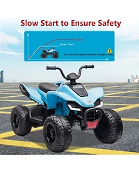 24V Kids Ride On Atv 4 Wheeler Quad Car, Electric Ride On Toy with 2 Speed, Led Lights for Backyard Outdoor Play, Birthday Holiday Gift for Girls Boys