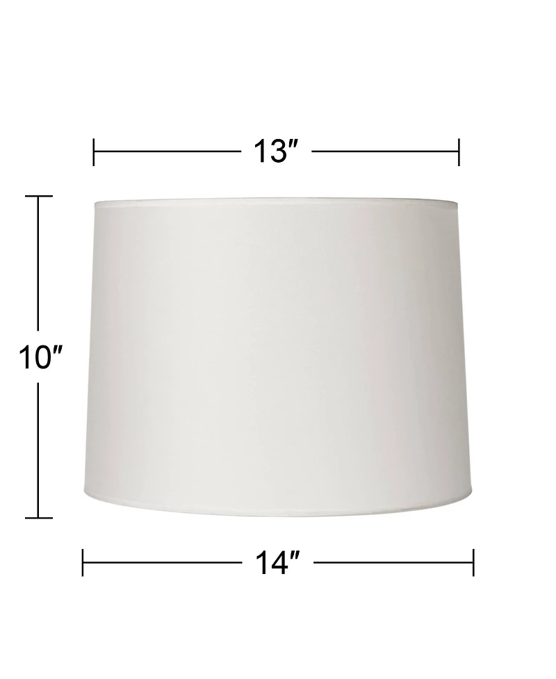 Springcrest Set of 2 Drum Lamp Shades White Medium 13" Top x 14" Bottom x 10" High Spider with Replacement Harp and Finial Fitting