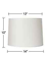 Springcrest Set of 2 Drum Lamp Shades White Medium 13" Top x 14" Bottom x 10" High Spider with Replacement Harp and Finial Fitting