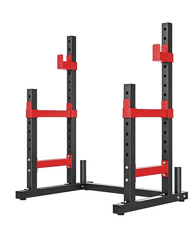 Sevorley Adjustable Squat Rack Stand with Dual Barbell Holders, Safety Spotters and Plate Storage, 660 lb Capacity