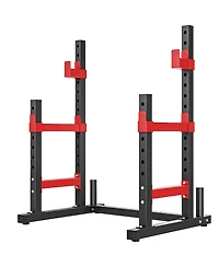 Sevorley Adjustable Squat Rack Stand with Dual Barbell Holders, Safety Spotters and Plate Storage, 660 lb Capacity