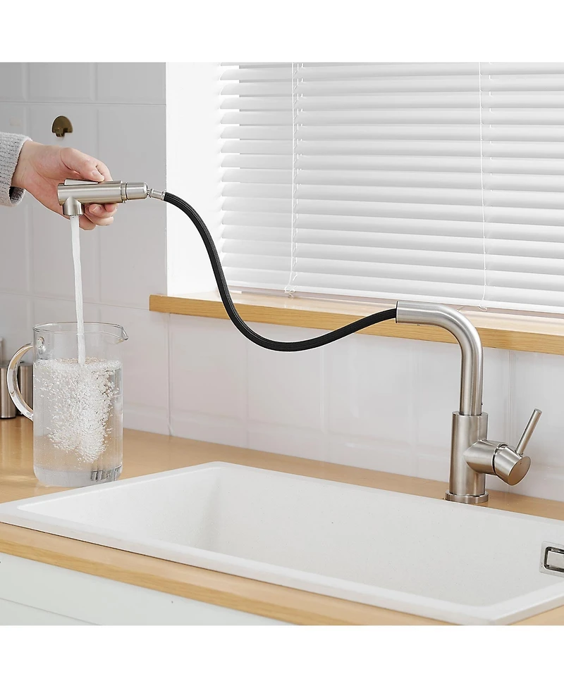 Phying Sink Faucet, Brushed Nickel Kitchen Faucets with Pull Down Sprayer