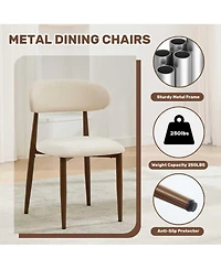 Flynama Set of 2 Metal Dining Chairs with Upholstered Seat, Woodgrain Frame, Kitchen Chairs