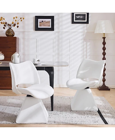 Flynama Set of 2 Swivel Dining Chairs, Faux Leather Modern Accent Chairs, High Back Kitchen Seating