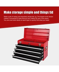 Streamdale Furniture 21-Inch Heavy Duty 4-Drawer Portable Metal Tool Box with Ball Bearing Slides